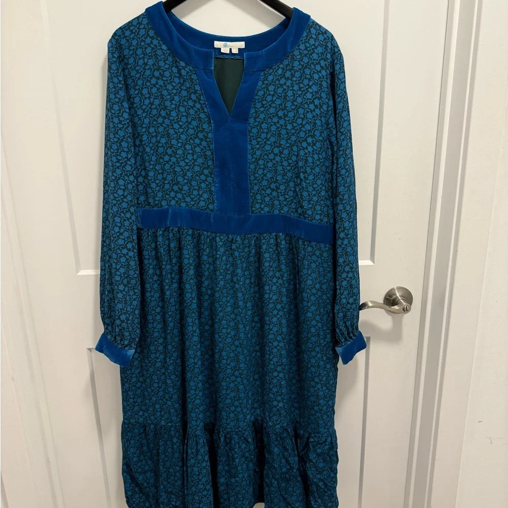 Boden Blue Bishop Sleeve Knee-Length Sundress